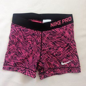 Pink and Black Nike Pro Shorts - Small
